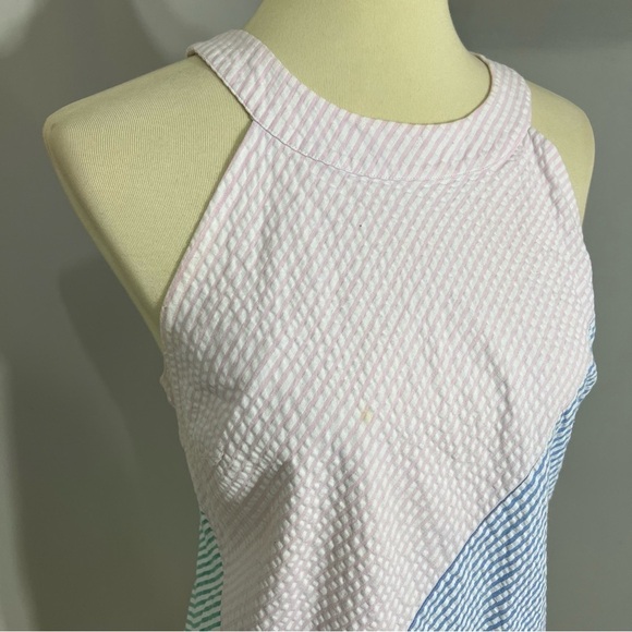 Vineyard Vines Kentucky Derby Seersucker Patchwork Preppy Pastel Midi Dress Blue - Picture 8 of 13